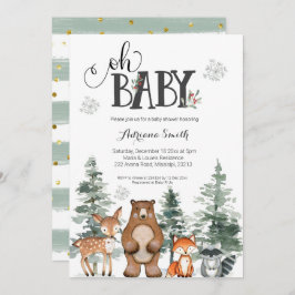 Winter baby woodland baby shower uitnodiging