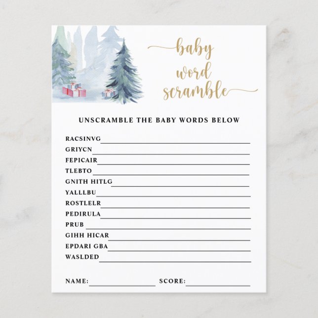 Winter Baby Word Scramble | BABY SHOWER (Voorkant)