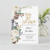 Winter Baby Zijn Koud Buiten paar douche uitnodigi Kaart (Staand voorkant)