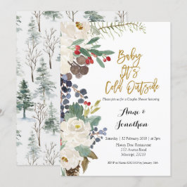 Winter Baby Zijn Koud Buiten paar douche uitnodigi Kaart