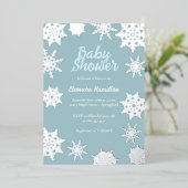 Winter Babyborrel Folie Uitnodiging (Staand Voorkant)
