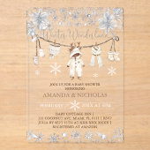 Winter Babykleding Baby shower Acryl Uitnodigingen (Voorkant)