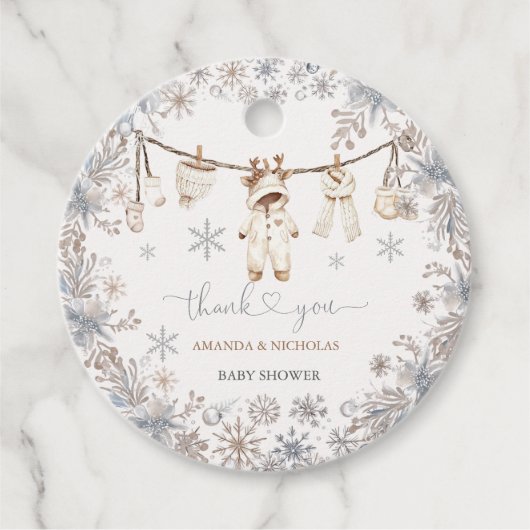 Winter Babykleding Baby shower Bedankt Bedankjes Labels (Voorkant)
