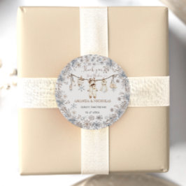 Winter Babykleding Baby shower Bedankt Ronde Sticker