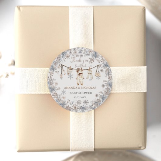 Winter Babykleding Baby shower Bedankt Ronde Sticker