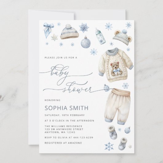 Winter Babykleding Boy Baby shower Kaart (Voorkant)