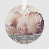 Winter Baby's Eerste Kerstmis Sneeuwvlokken Foto Ornament (voorkant)