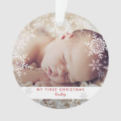 Winter Baby's Eerste Kerstmis Sneeuwvlokken Foto Ornament (voorkant)