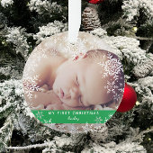 Winter Baby's Eerste Kerstmis Sneeuwvlokken Foto Ornament