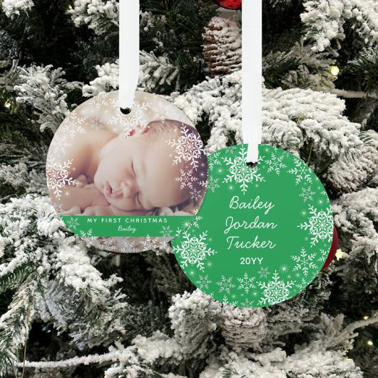 Winter Baby's Eerste Kerstmis Sneeuwvlokken Foto Ornament