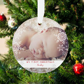 Winter Baby's Eerste Kerstmis Sneeuwvlokken Foto Ornament