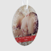 Winter Baby's Eerste kerstsnowflakes op rood Ornament (voorkant)