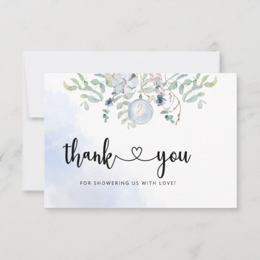 Winter babyshower bedankje  bedankkaart (Voorkant)