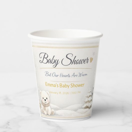 Winter Babyshower Bekers | Knuffel Teddybeer Decor (Voorkant)