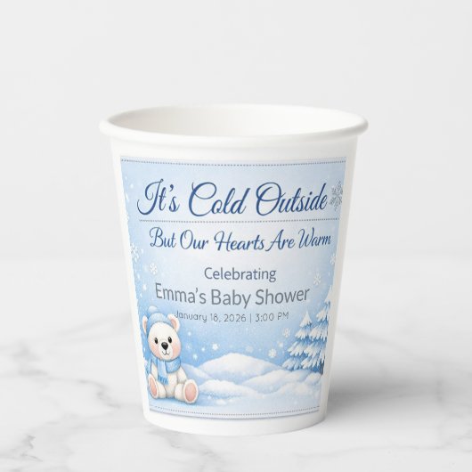 Winter Babyshower Bekers | Warm Thema Beertje (Voorkant)
