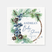 Winter babyshower dennenkrans met monogram servet (Voorkant)