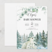 Winter babyshower uitnodiging Mama Beer Babyshower (Voorkant / Achterkant)
