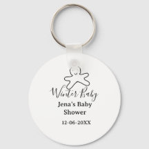 Winter babyshowerkoekje zwart gekrabbel handgeteke