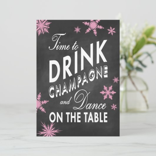Winter Bachelorette Time to Drink Champagne Kaart (Staand voorkant)