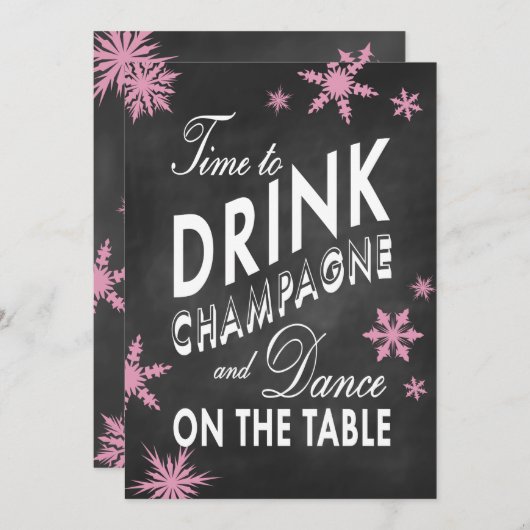 Winter Bachelorette Time to Drink Champagne Kaart (Voorkant / Achterkant)