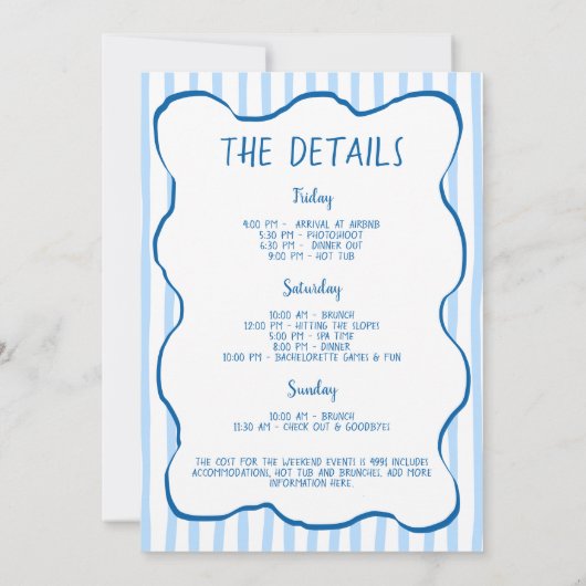 Winter Bachelorette Weekend Up To Snow Good Kaart (Achterkant)