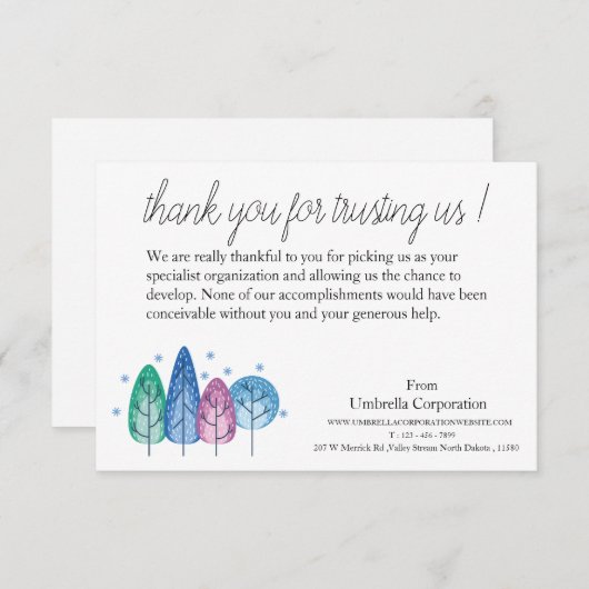 Winter Background Business Bedankkaart (Voorkant / Achterkant)