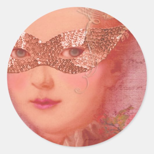 Winter Ball Masquerade Envelope Seals Ronde Sticker (Voorkant)