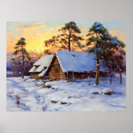 Winter Baltische Riet Hut Poster