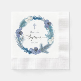 winter Baptism blue wreath Paper Servet