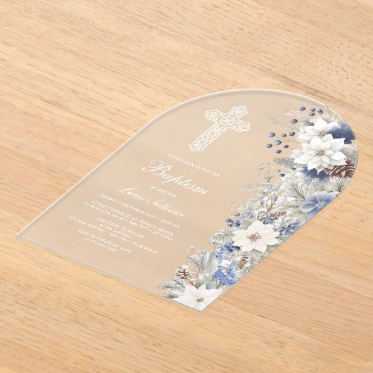 Winter Baptism Frosted Acryl Uitnodigingen (Laagn)