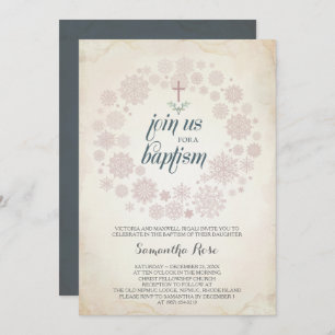 Winter Baptism Invitation Sjabloon Girl Kaart