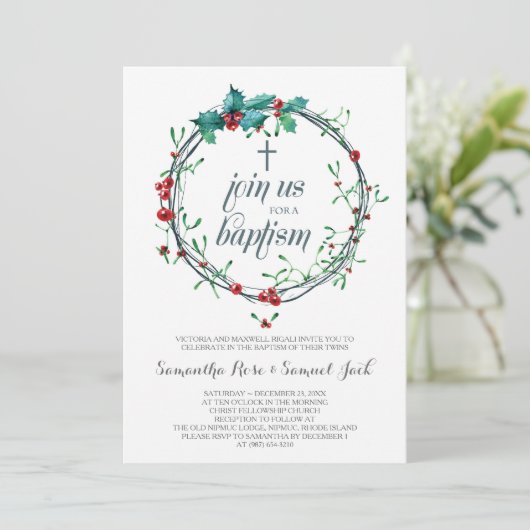 Winter Baptism Uitnodiging Sjabloon (Staand voorkant)