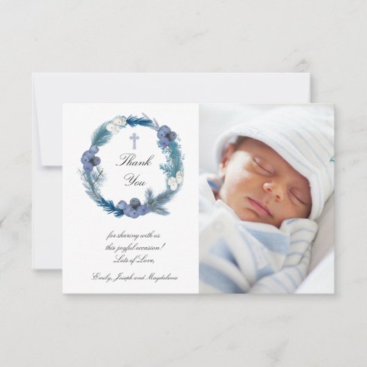 winter Baptisme dank je kaart (Voorkant)