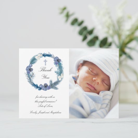 winter Baptisme dank je kaart (Staand voorkant)