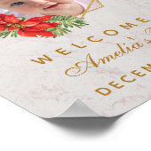 Winter Baptisme Foto Poinsettia Gold Welkom Poster (Hoek)