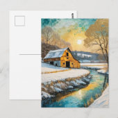 winter barn along the Stream Briefkaart (Voorkant / Achterkant)