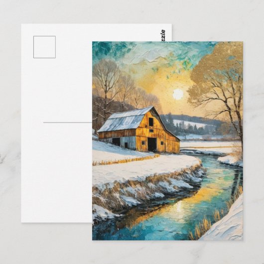 winter barn along the Stream Briefkaart (Voorkant / Achterkant)