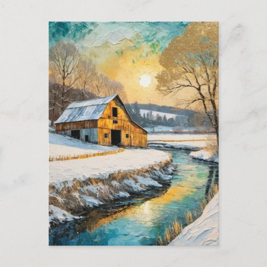winter barn along the Stream Briefkaart (Voorkant)