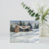 "Winter Barn" Briefkaart landwegen (Staand voorkant)