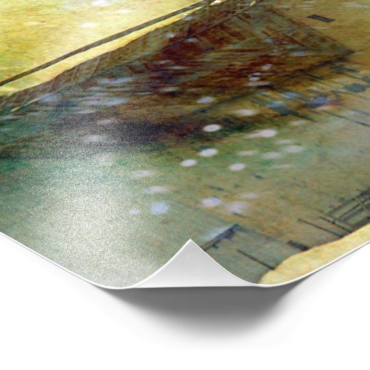 Winter Barn Foto Afdruk (Hoek)