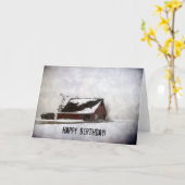 Winter Barn, Happy Birthday. Kaart (Gele Bloem)