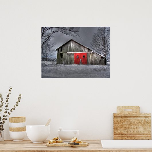 Winter Barn Poster (Keuken)