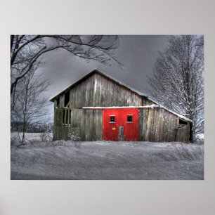 Winter Barn Poster