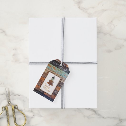 Winter Barn, Prettige feestdagen Cadeaulabel (Met Touw)