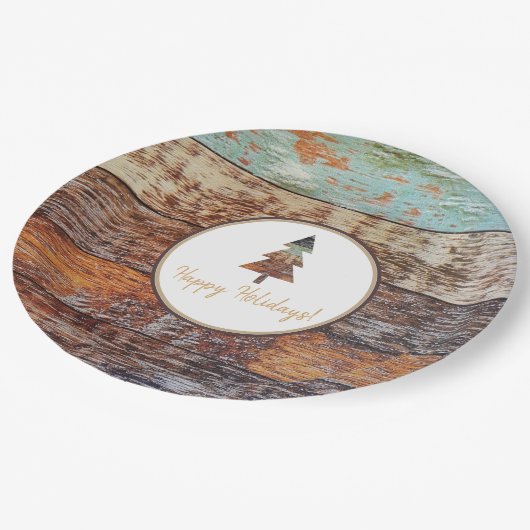 Winter Barn, Prettige feestdagen Papieren Bordje (Gekanteld)