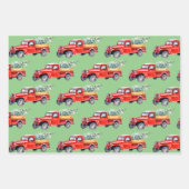 Winter Barn Tractor & Truck Trio Inpakpapier Vel (Voorkant)