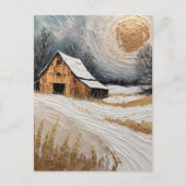 winter barn with golden details briefkaart (Voorkant)