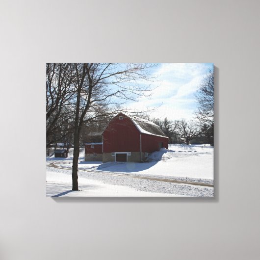 Winter Barn Wrapped Canvas Afdruk (Voorkant)