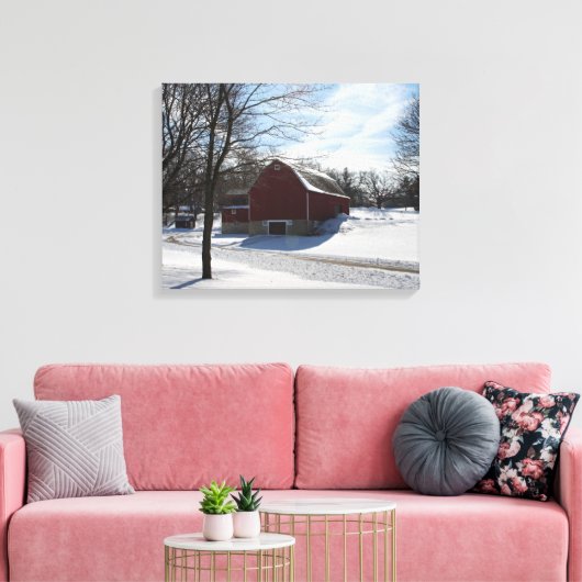 Winter Barn Wrapped Canvas Afdruk (Insitu (Woonkamer))