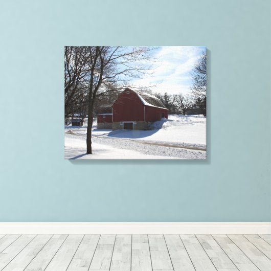 Winter Barn Wrapped Canvas Afdruk (Insitu (Houten vloer))